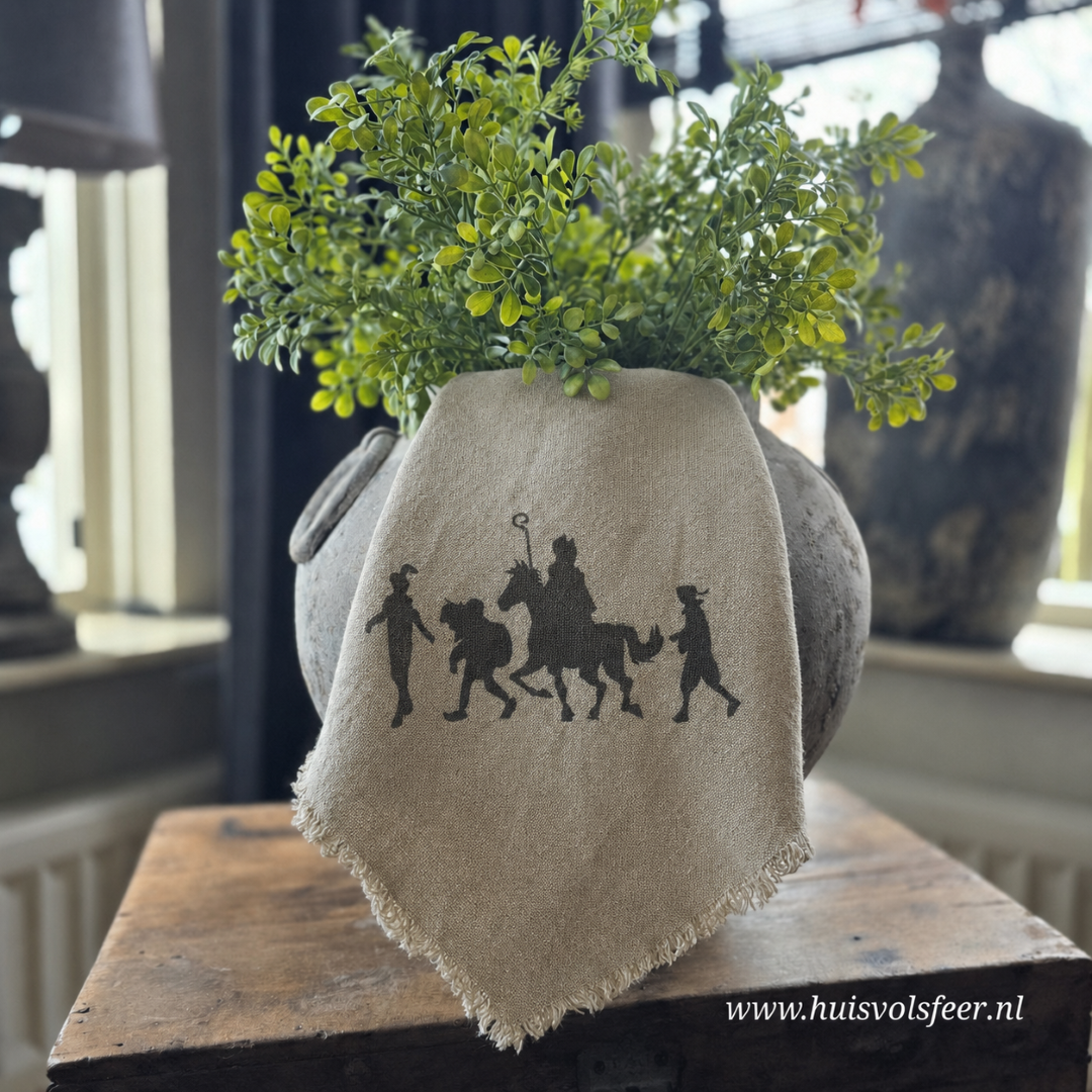 Linnen Shabby Doek- Sinterklaas & Pietjes || Eigen Label - Afbeelding 3