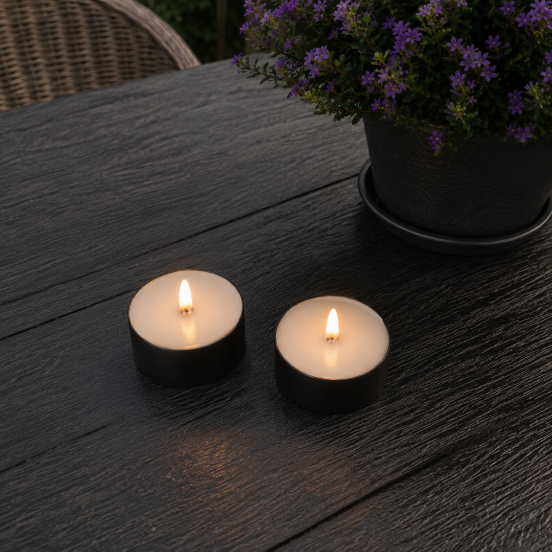 LED Waxinelichten Outdoor- Metaal Zwart (2 stuks) || Deluxe Homeart - Afbeelding 2