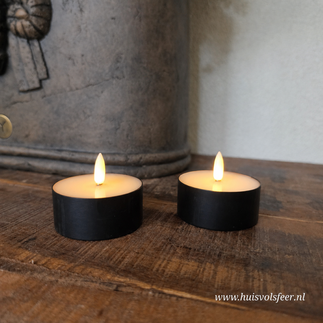 LED Waxinelichten Outdoor- Metaal Zwart (2 stuks) || Deluxe Homeart - Afbeelding 5