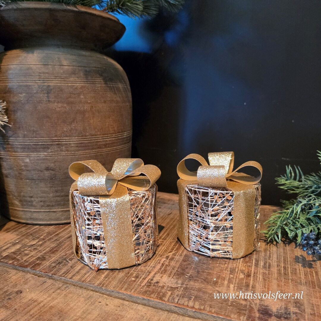 Gouden cadeau box met ledverlichting || Rond - Afbeelding 9