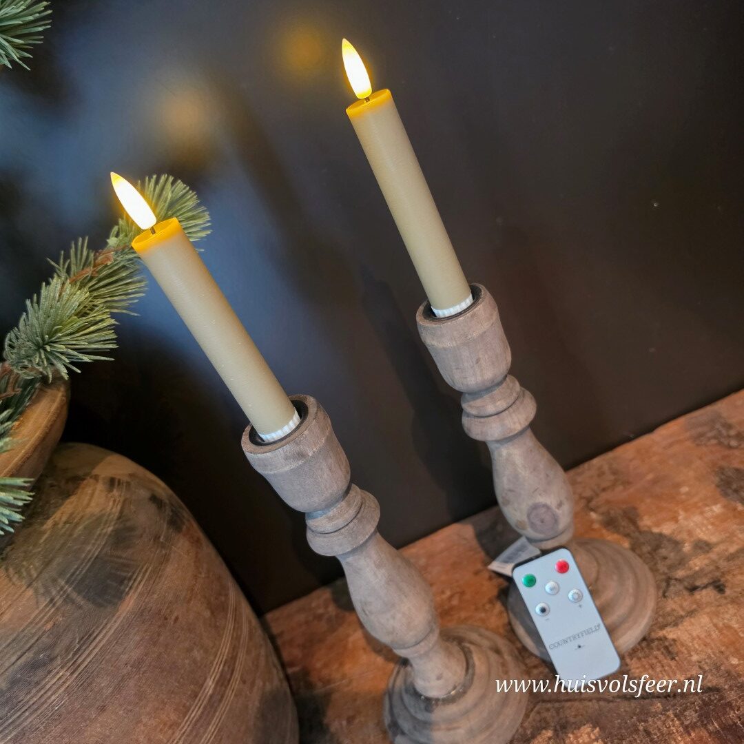 Set van 2 Dinerkaarsen Led Wax- Beige/ Zand || Elegance - Afbeelding 2