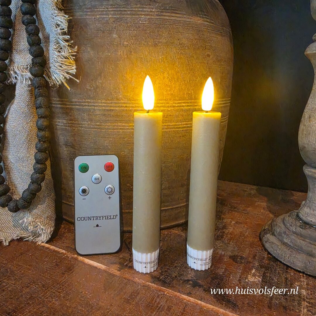 Set van 2 Dinerkaarsen Led Wax- Beige/ Zand || Elegance - Afbeelding 3