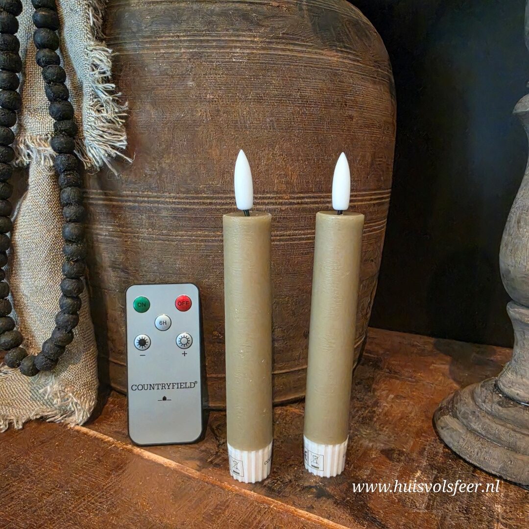 Set van 2 Dinerkaarsen Led Wax- Beige/ Zand || Elegance - Afbeelding 4