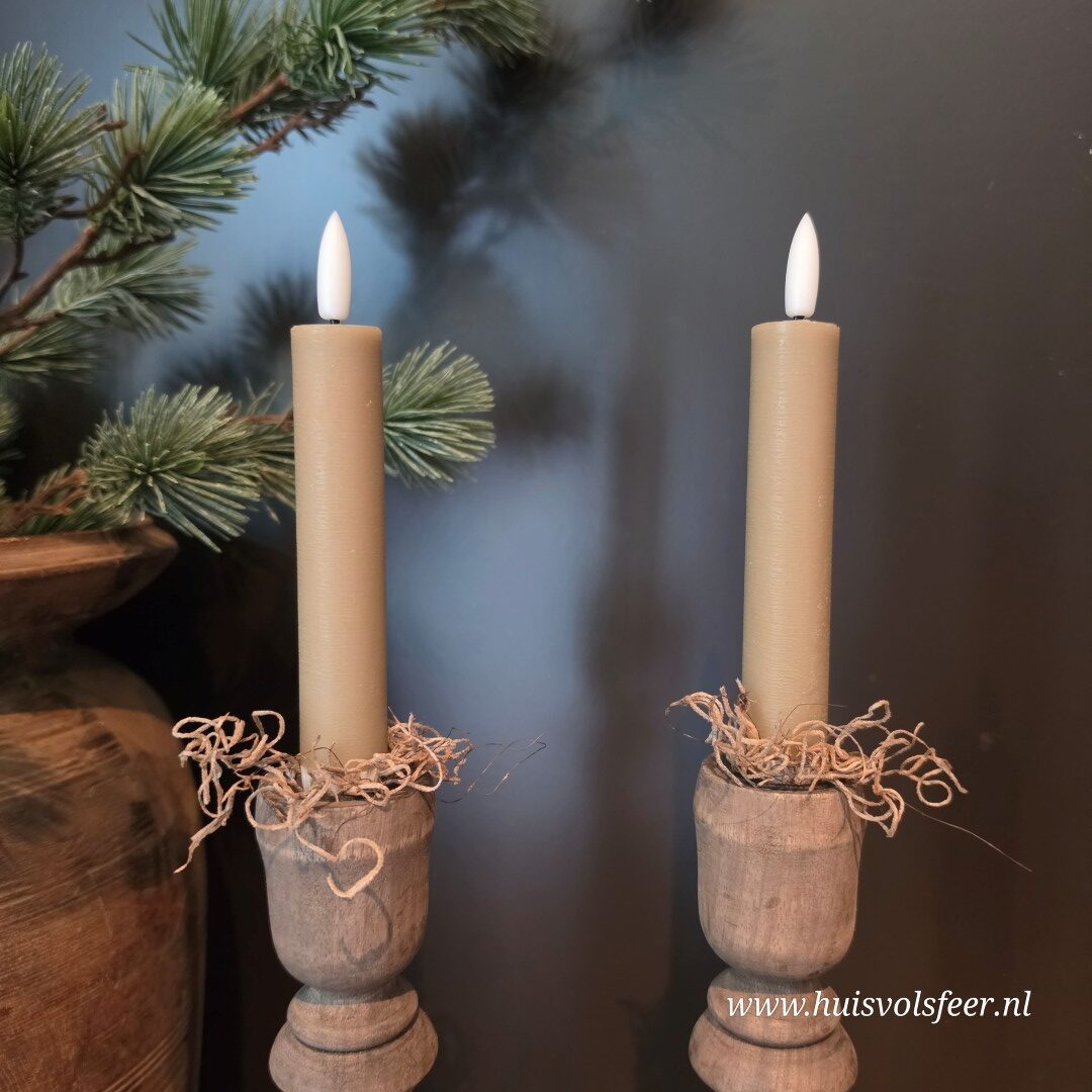 Set van 2 Dinerkaarsen Led Wax- Beige/ Zand || Elegance - Afbeelding 6