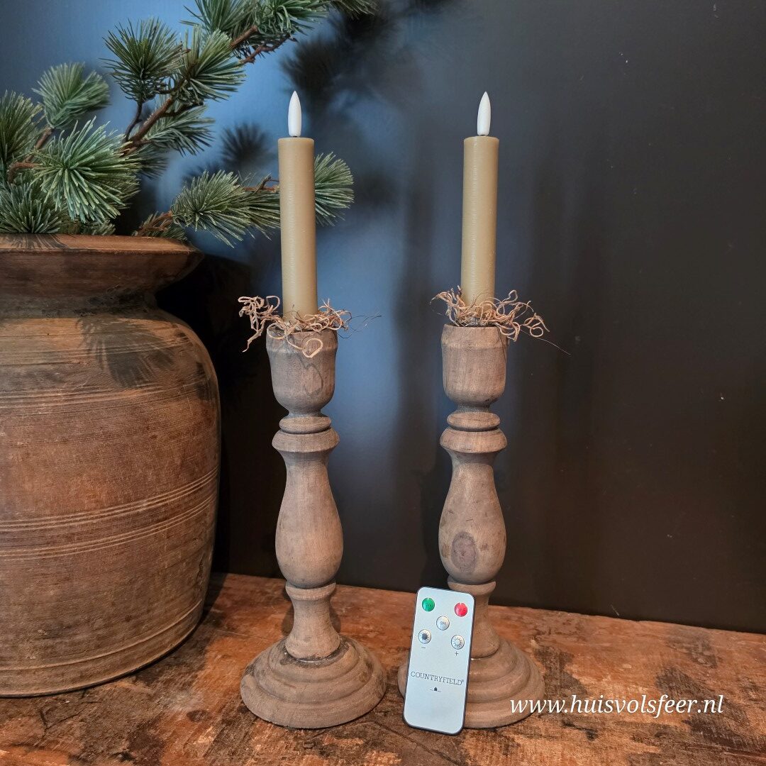 Set van 2 Dinerkaarsen Led Wax- Beige/ Zand || Elegance - Afbeelding 7