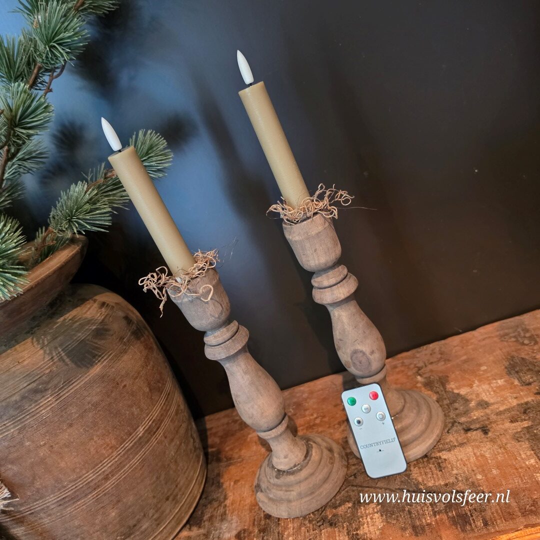 Set van 2 Dinerkaarsen Led Wax- Beige/ Zand || Elegance - Afbeelding 8