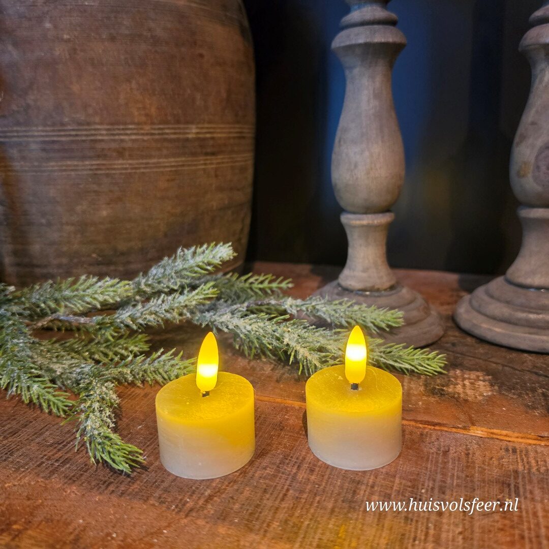 Set van 2 Waxinelichten Led Wax- Beige/ Zand || Elegance - Afbeelding 3