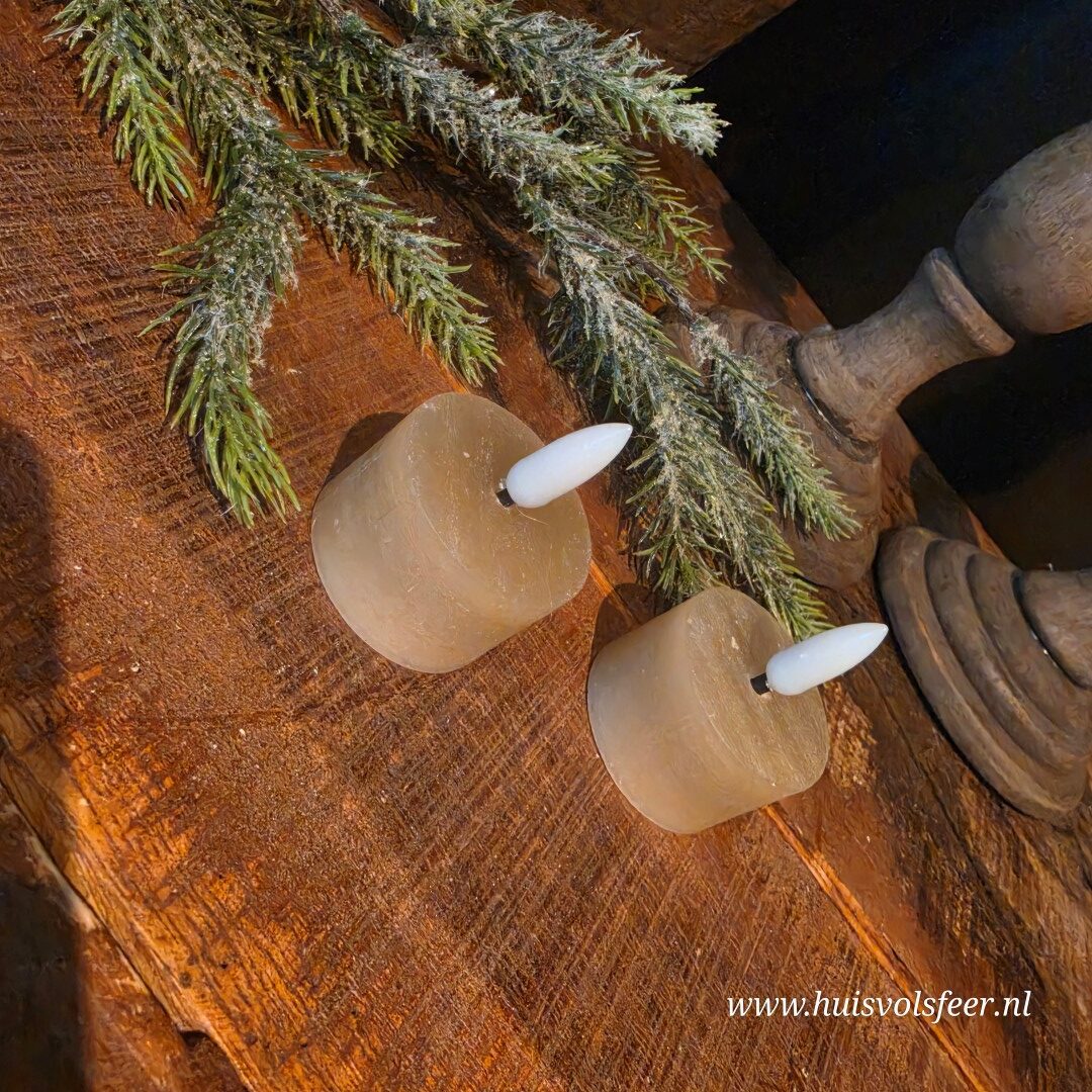 Set van 2 Waxinelichten Led Wax- Beige/ Zand || Elegance - Afbeelding 5