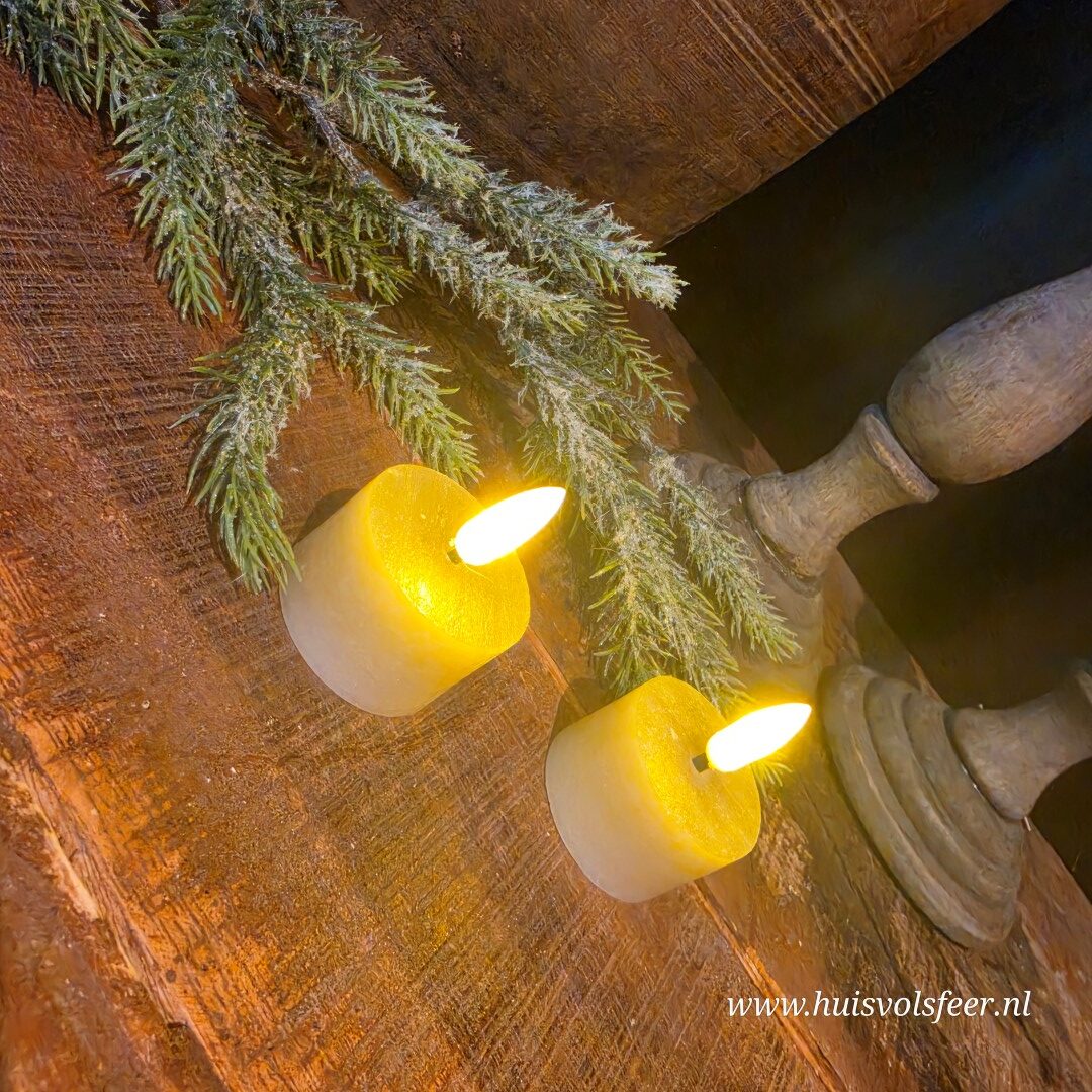 Set van 2 Waxinelichten Led Wax- Beige/ Zand || Elegance - Afbeelding 6