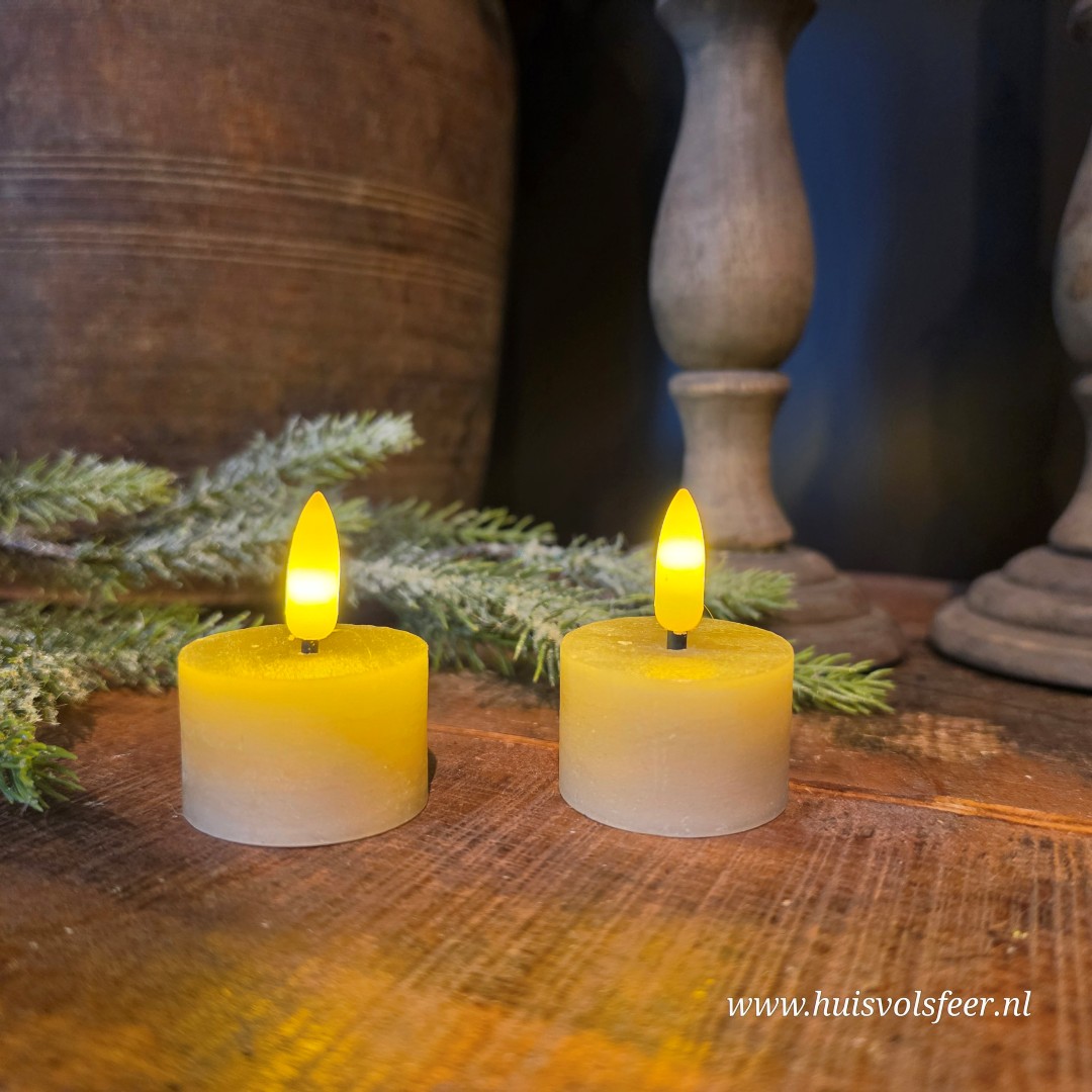 Set van 2 Waxinelichten Led Wax- Beige/ Zand || Elegance - Afbeelding 7