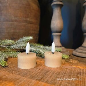 Set van 2 Waxinelichten Led Wax- Beige/ Zand || Elegance