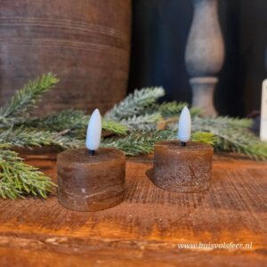 Set van 2 Waxinelichten Led Wax- Bruin || Elegance