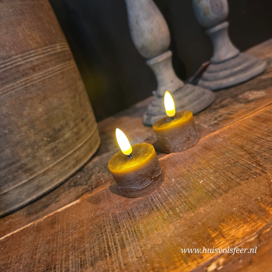 Set van 2 Waxinelichten Led Wax- Bruin || Elegance - Afbeelding 7