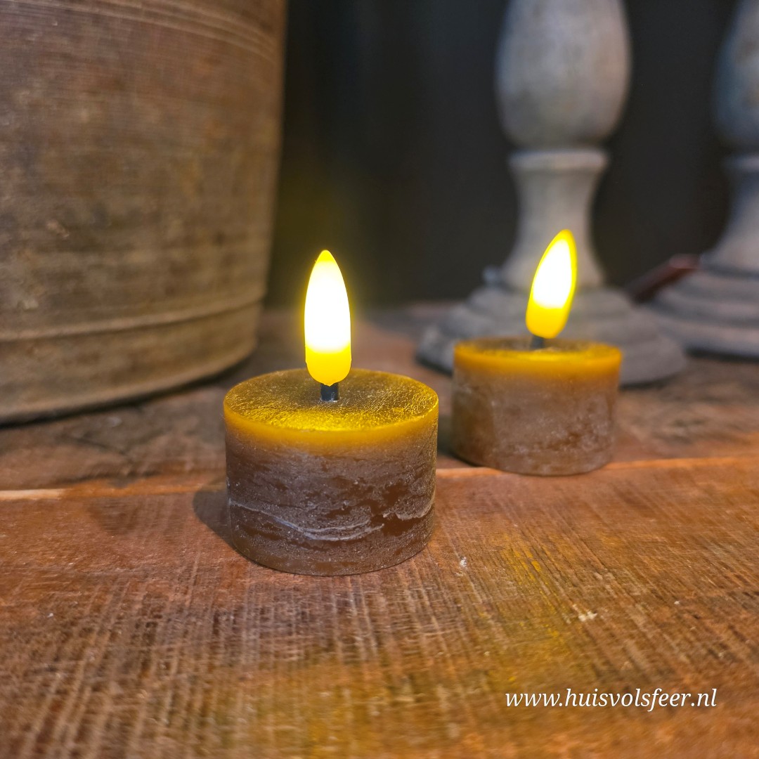 Set van 2 Waxinelichten Led Wax- Bruin || Elegance - Afbeelding 8