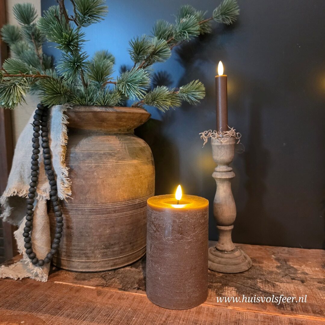 Set van 2 Dinerkaarsen Led Wax- Bruin || Elegance - Afbeelding 6
