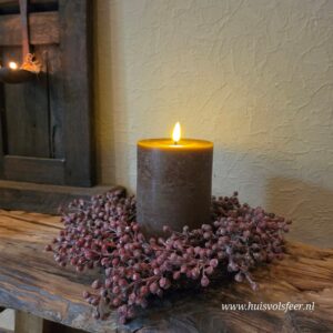Stompkaars Led Wax Ø10 x H15 cm- Bruin || Elegance
