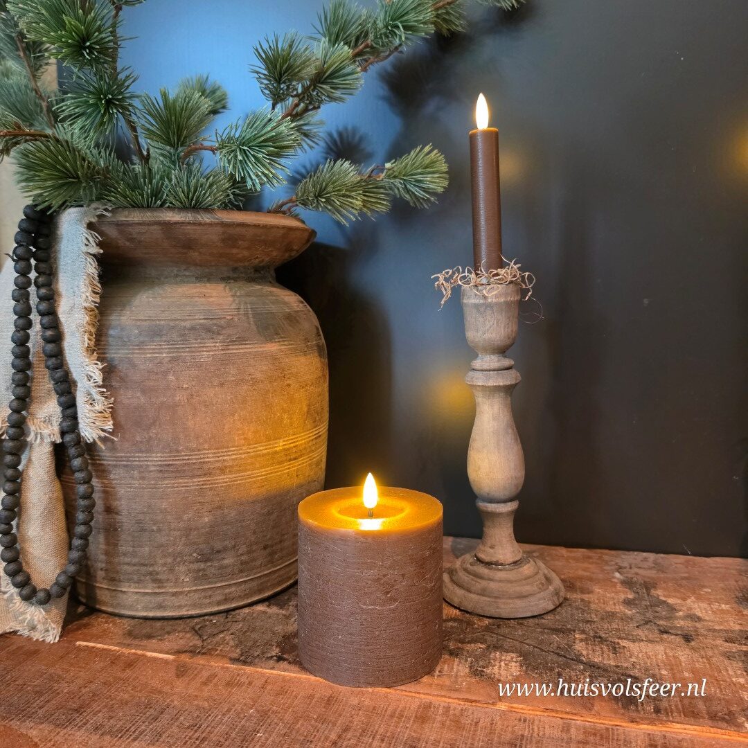 Set van 2 Dinerkaarsen Led Wax- Bruin || Elegance - Afbeelding 7