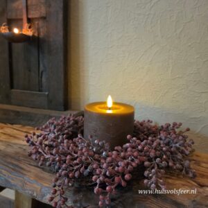 Stompkaars Led Wax Ø10 x H10 cm- Bruin || Elegance