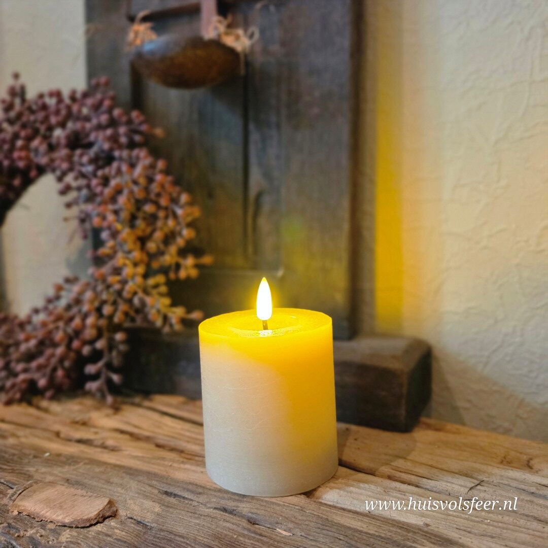 Stompkaars Led Wax Ø7,5 x H8 cm- Beige/ Zand || Elegance - Afbeelding 12