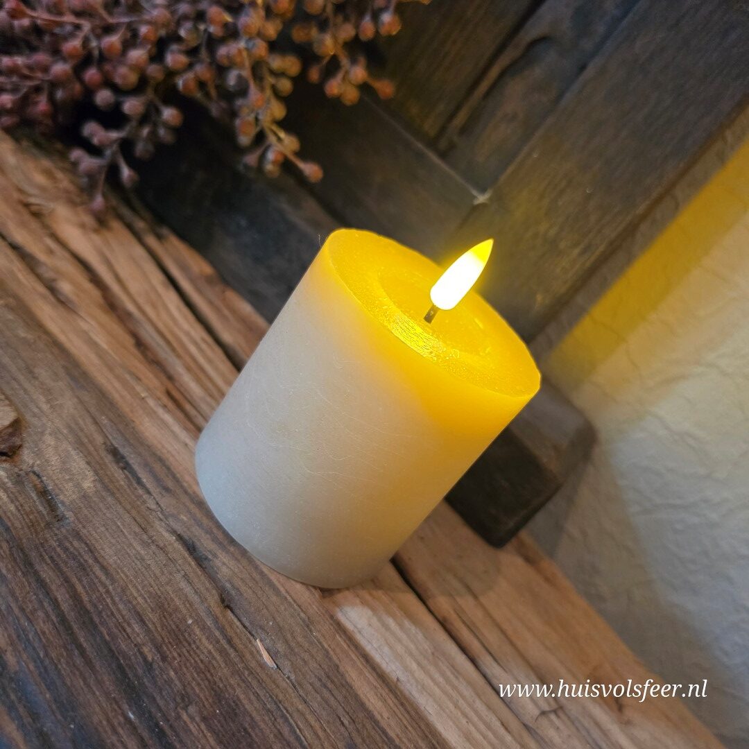 Stompkaars Led Wax Ø7,5 x H8 cm- Beige/ Zand || Elegance - Afbeelding 13