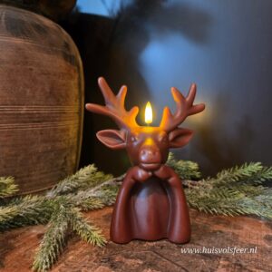 Led Wax Kaars Hert- Bruin || Elegance