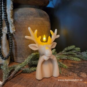 Led Wax Kaars Hert- Beige/ Zand || Elegance