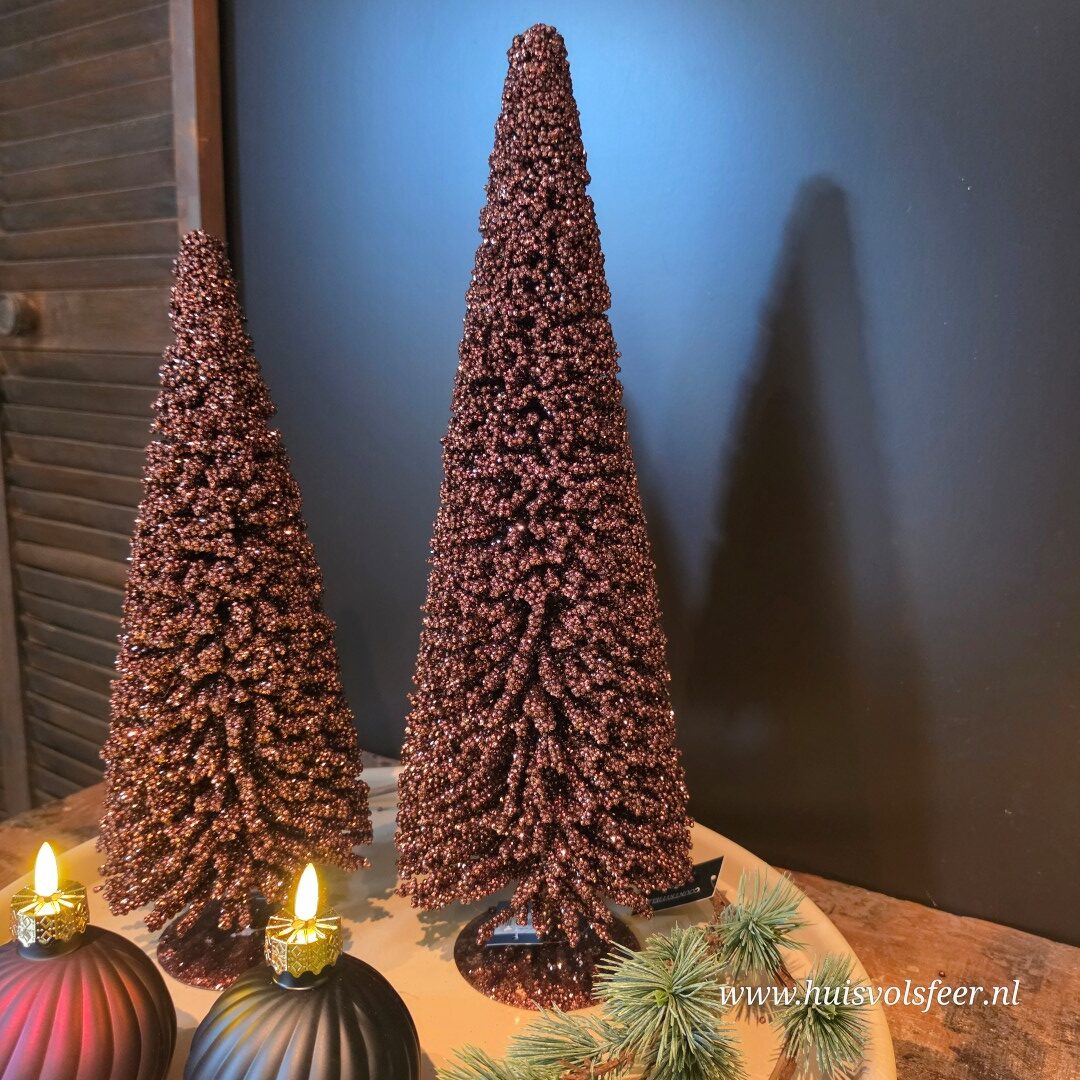 Sfeervolle Glitter Kerstboom Bruin || H50 cm - Afbeelding 5