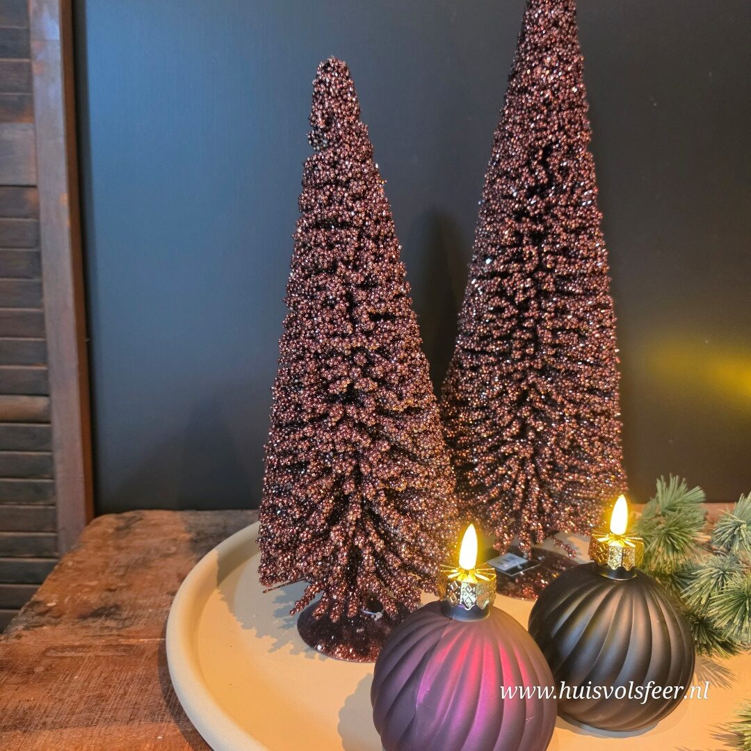 Sfeervolle Glitter Kerstboom Bruin || H40 cm - Afbeelding 9