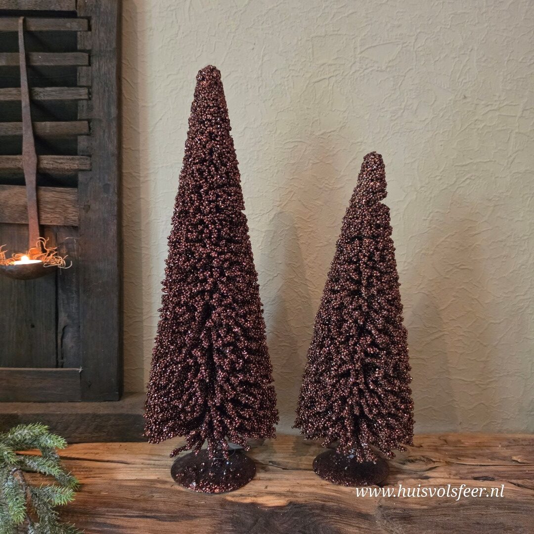 Sfeervolle Glitter Kerstboom Bruin || H50 cm - Afbeelding 8
