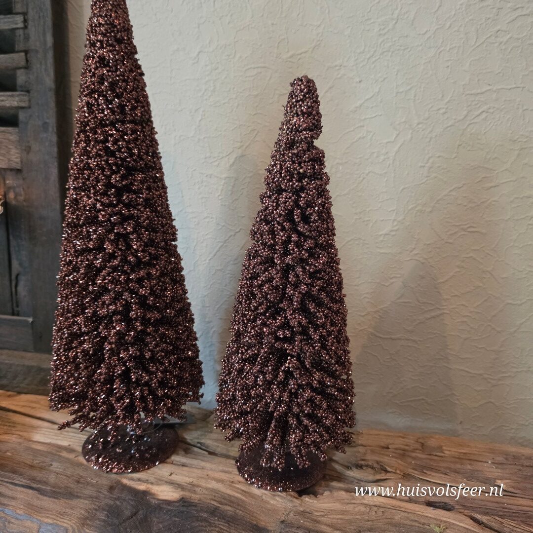 Sfeervolle Glitter Kerstboom Bruin || H40 cm - Afbeelding 5
