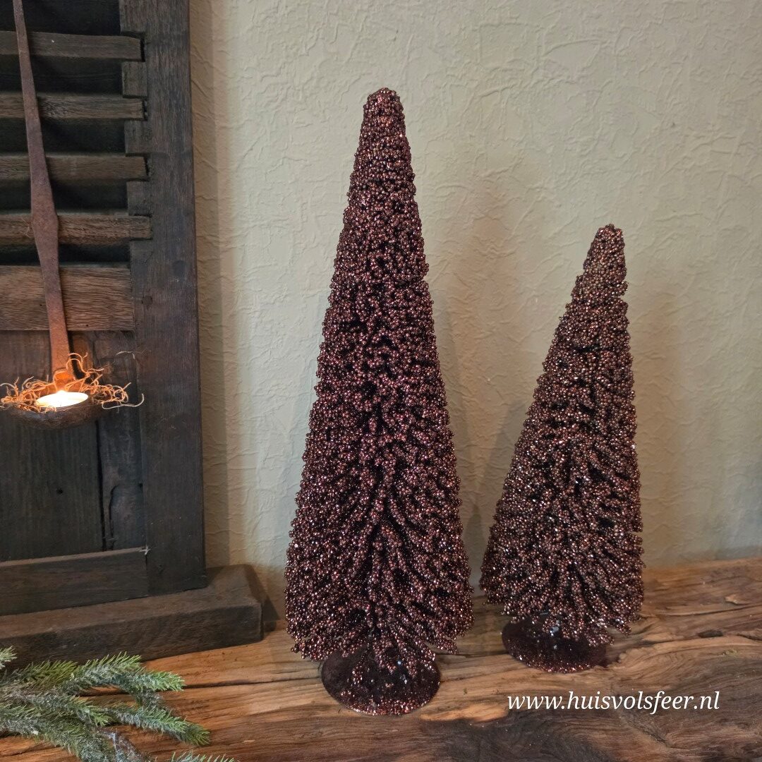 Sfeervolle Glitter Kerstboom Bruin || H50 cm - Afbeelding 9