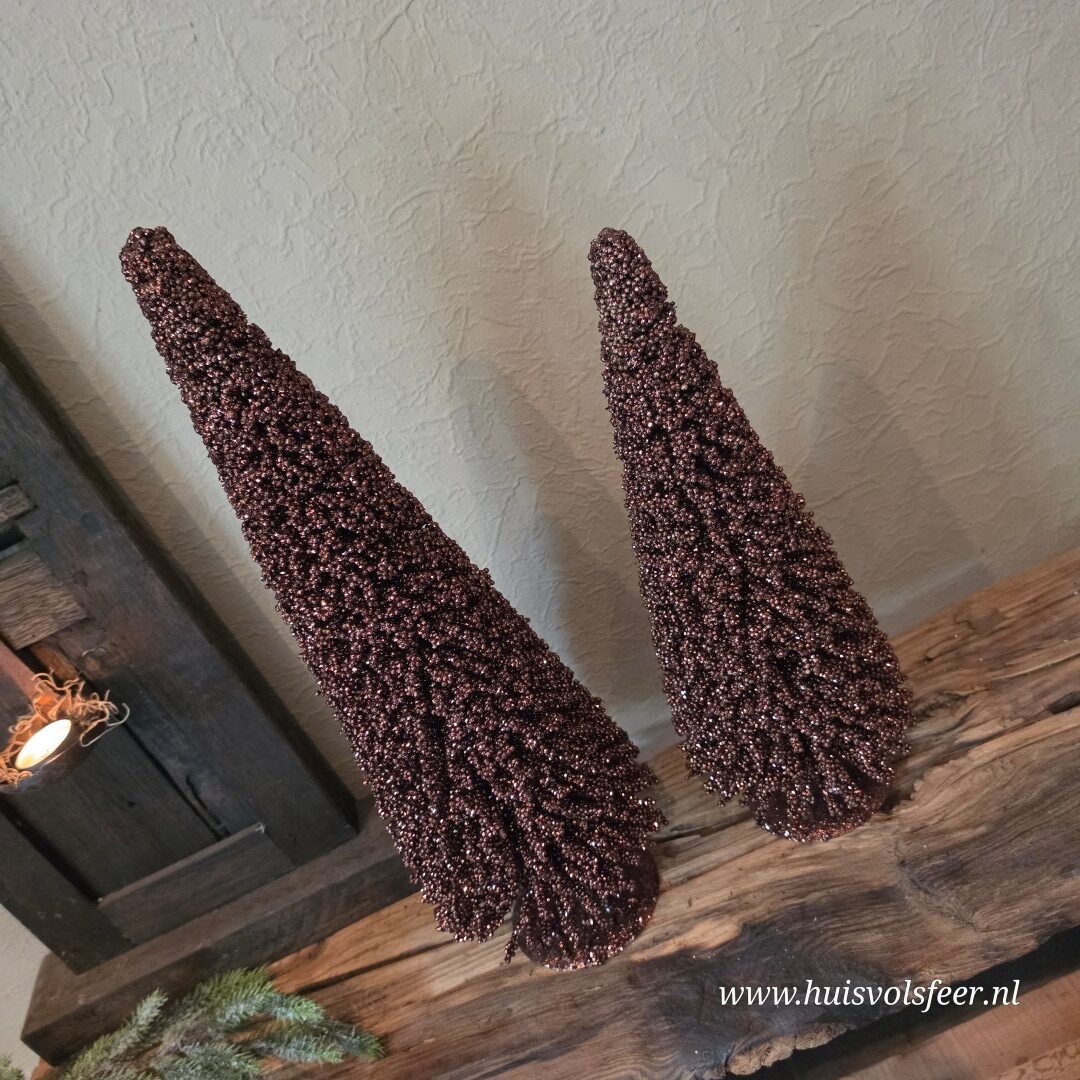 Sfeervolle Glitter Kerstboom Bruin || H50 cm - Afbeelding 10
