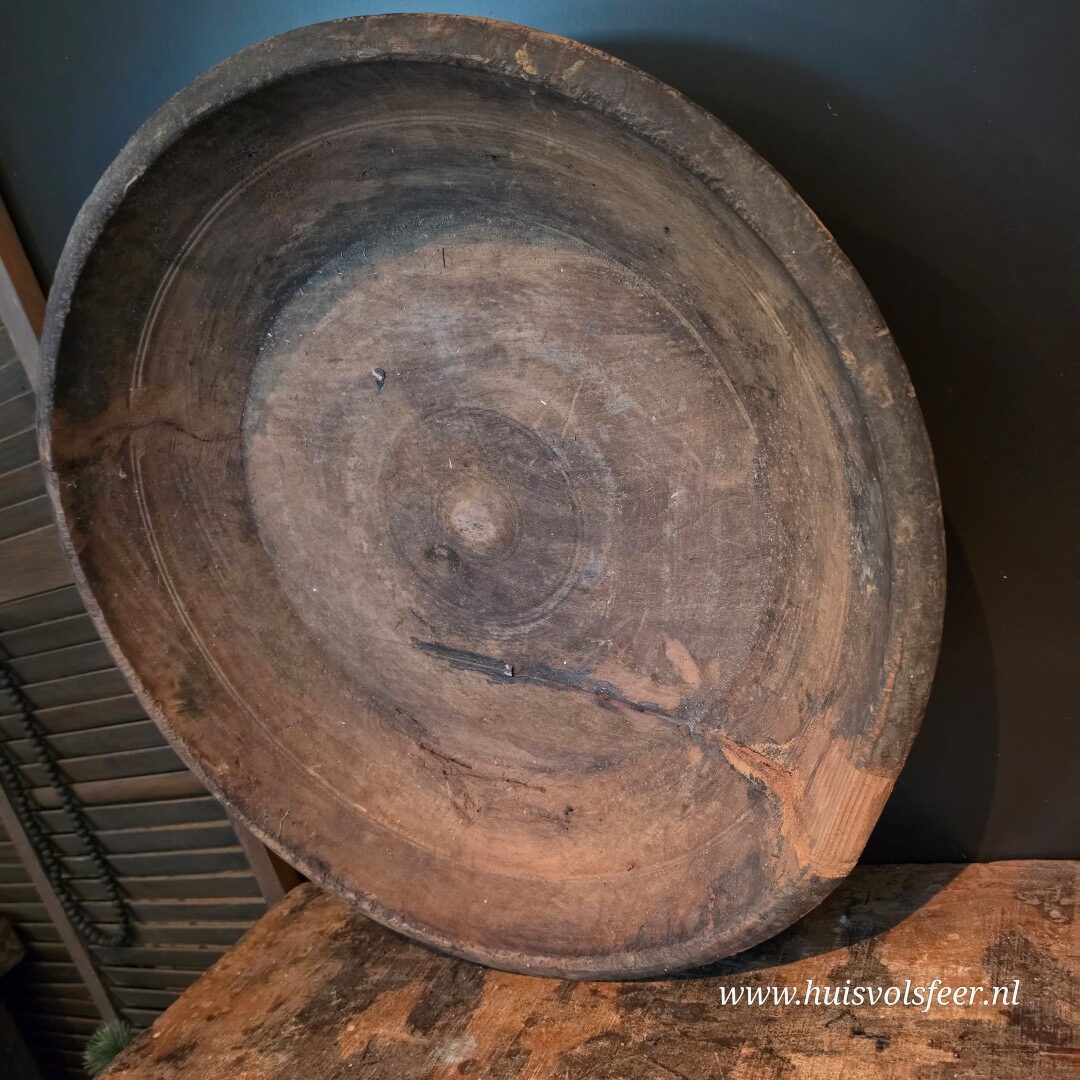 Oude, doorleefde houten schaal uit India - Afbeelding 7