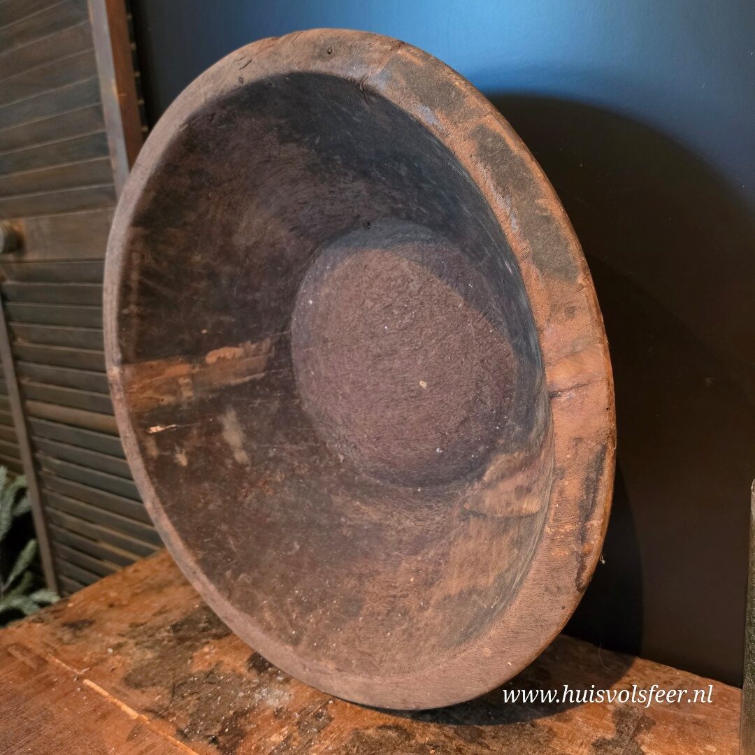 Oude, doorleefde houten schaal uit India - Afbeelding 8