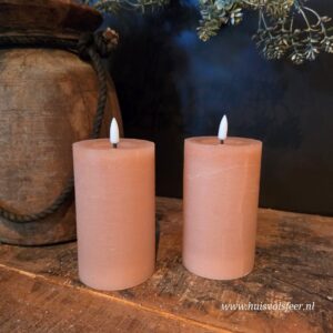 Stompkaars Led Wax Ø7,5 x H12,5 cm- Roze || Elegance