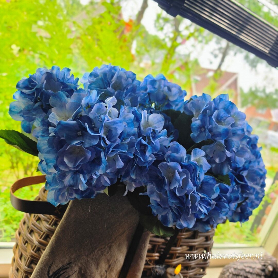 Hortensia Bush Blauw- 57 cm || Luxe Zijdeboemen - Afbeelding 4