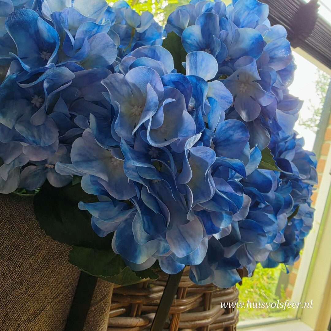 Hortensia Bush Blauw- 57 cm || Luxe Zijdeboemen - Afbeelding 5