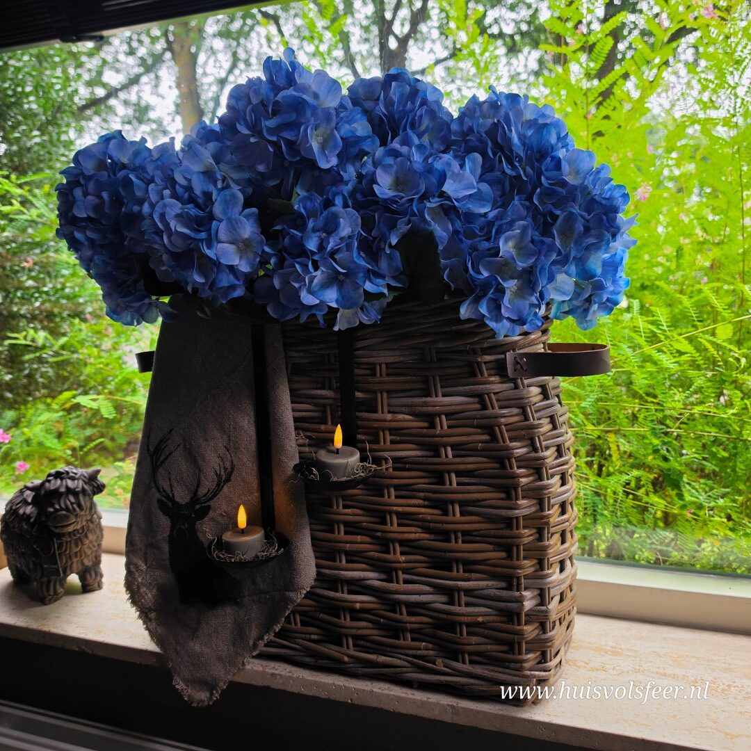 Hortensia Bush Blauw- 57 cm || Luxe Zijdeboemen - Afbeelding 2
