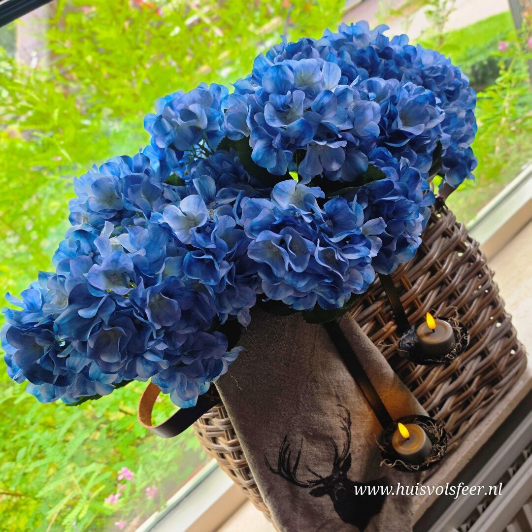 Hortensia Bush Blauw- 57 cm || Luxe Zijdeboemen - Afbeelding 3