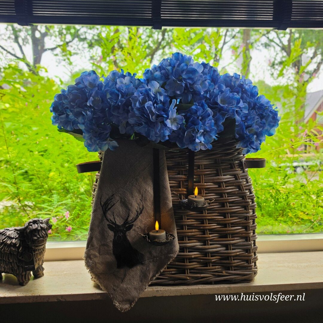 Hortensia Bush Blauw- 57 cm || Luxe Zijdeboemen