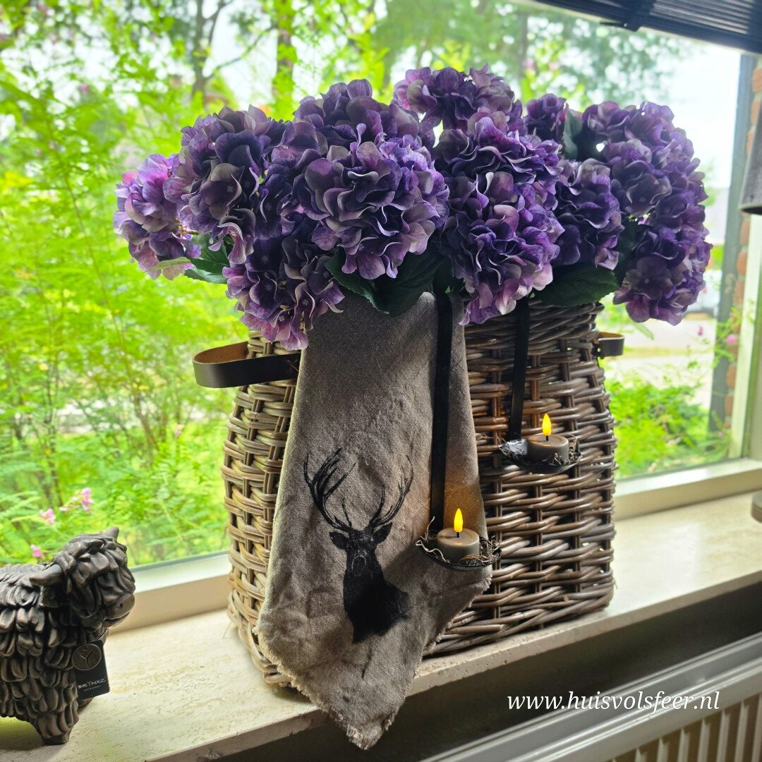 Hortensia Bush Paars- 57 cm || Luxe Zijdeboemen - Afbeelding 2