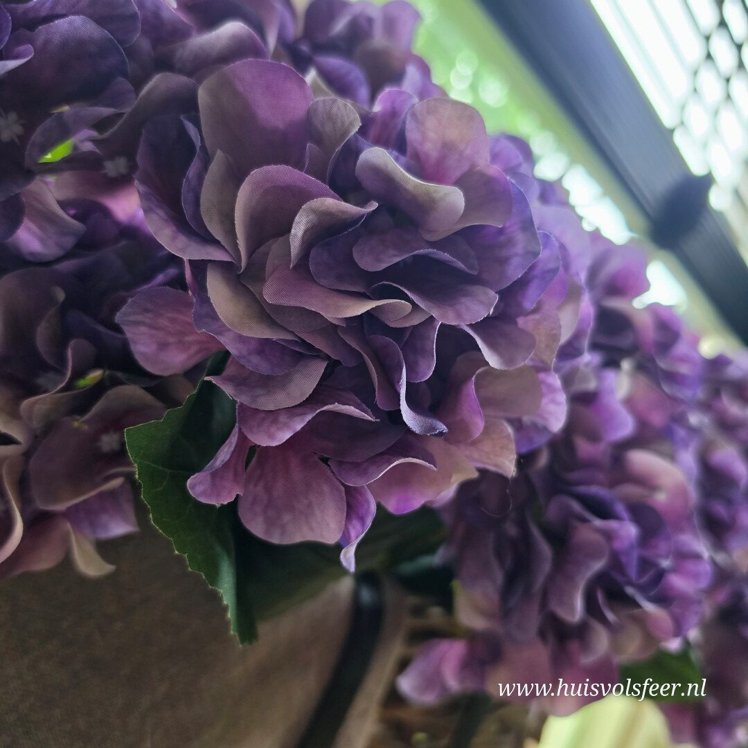 Hortensia Bush Paars- 57 cm || Luxe Zijdeboemen - Afbeelding 5