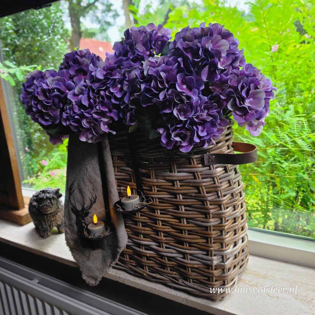 Hortensia Bush Paars- 57 cm || Luxe Zijdeboemen - Afbeelding 3