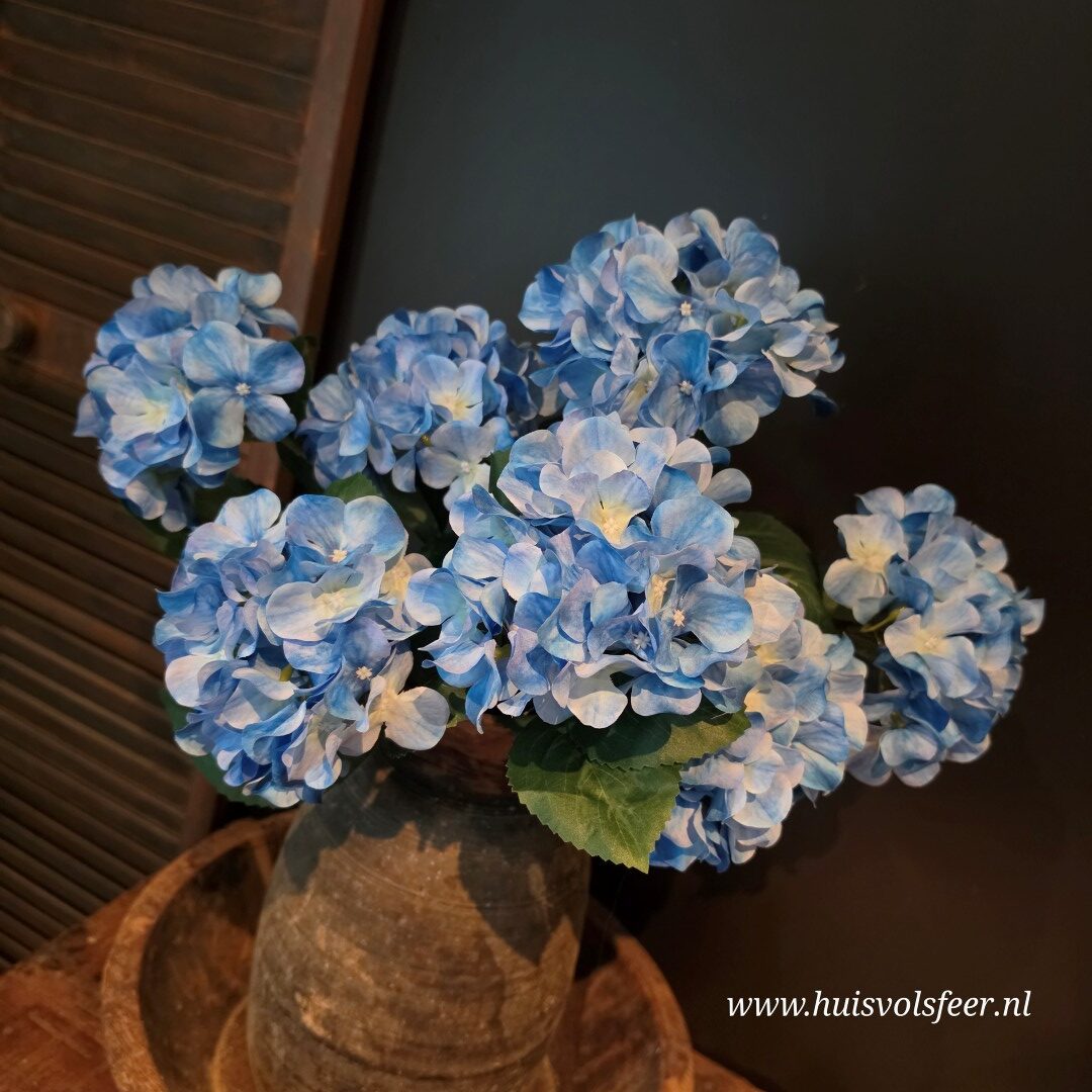 Hortensia Bush Blauw- 57 cm || Luxe Zijdeboemen - Afbeelding 8