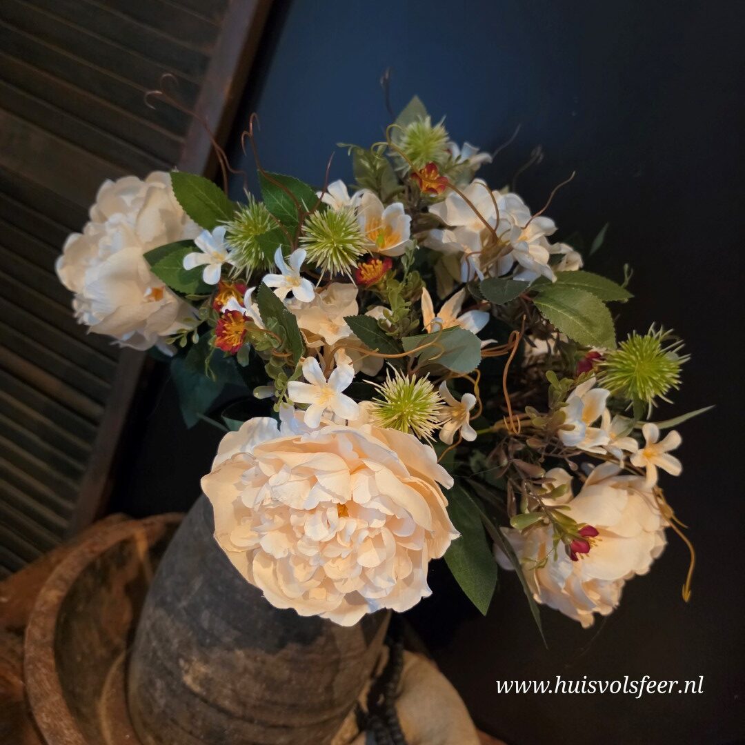 Pioenrozen Mix Bush- Compleet || Roomwit/ Zalm - Afbeelding 8