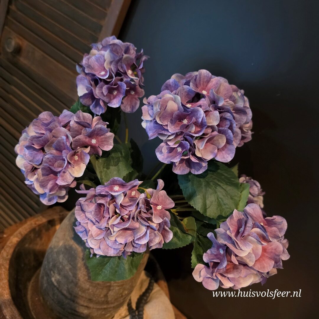 Hortensia Bush Paars- 57 cm || Luxe Zijdeboemen - Afbeelding 8