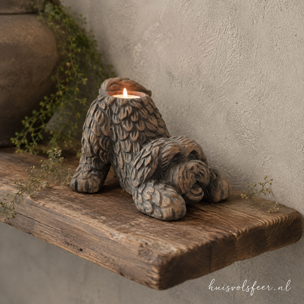 Barking Dog Tealightholder- Majestic Brown || Brynxz. - Afbeelding 3