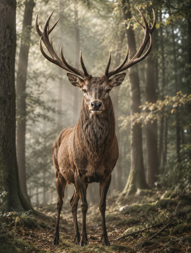 Wanddoek "Landelijk en sfeervol" || Rendier in het Bos - Afbeelding 2