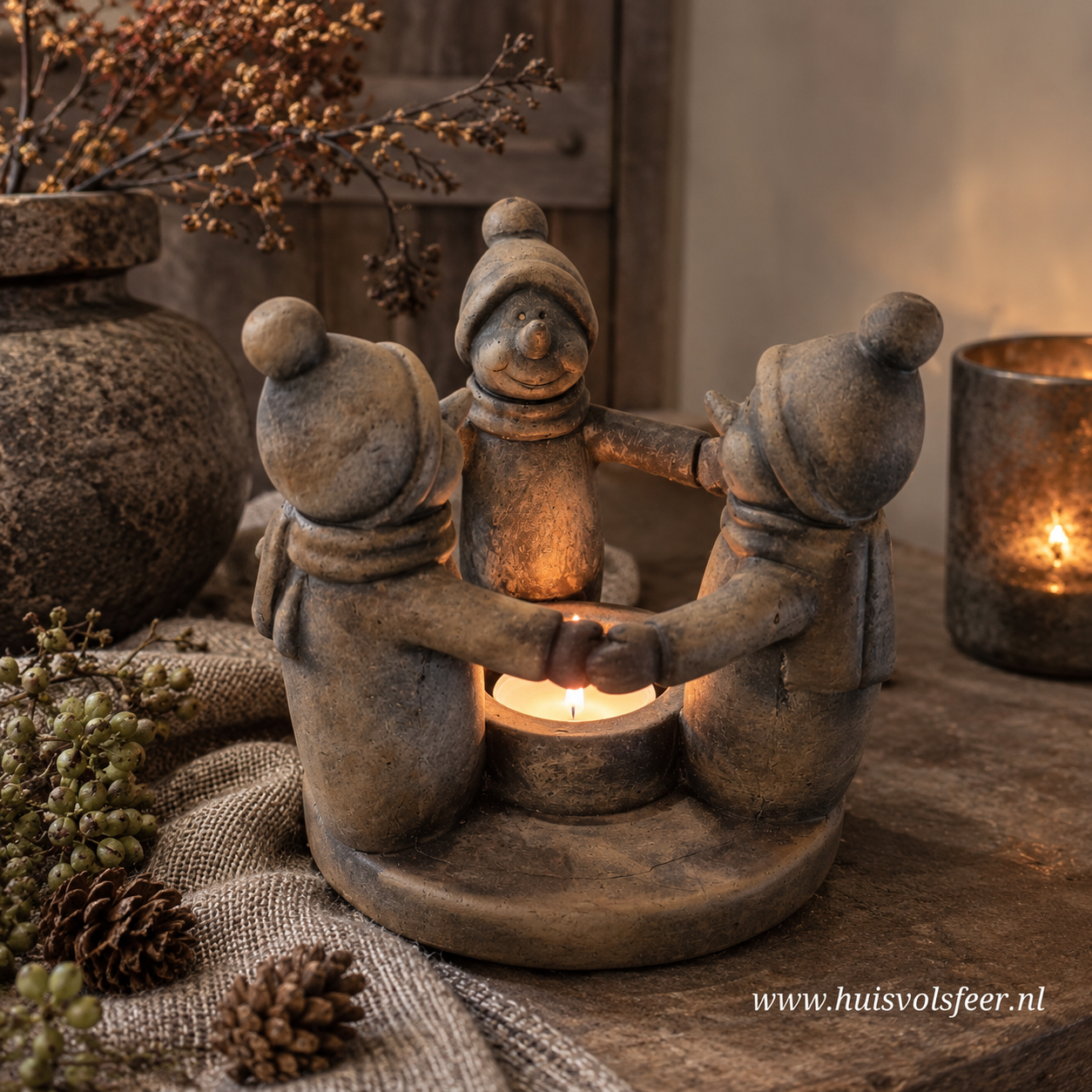 Circle of Snowmen with Tealightcup- Majestic Brown || Brynxz