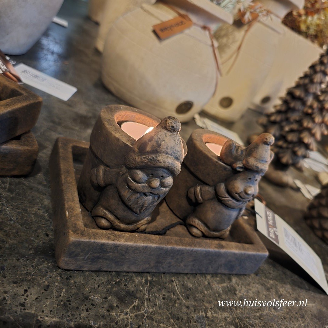 Set Rectangular Plate+ 2 Tealightcups Xmas- Majestic Brown || Brynxz - Afbeelding 6